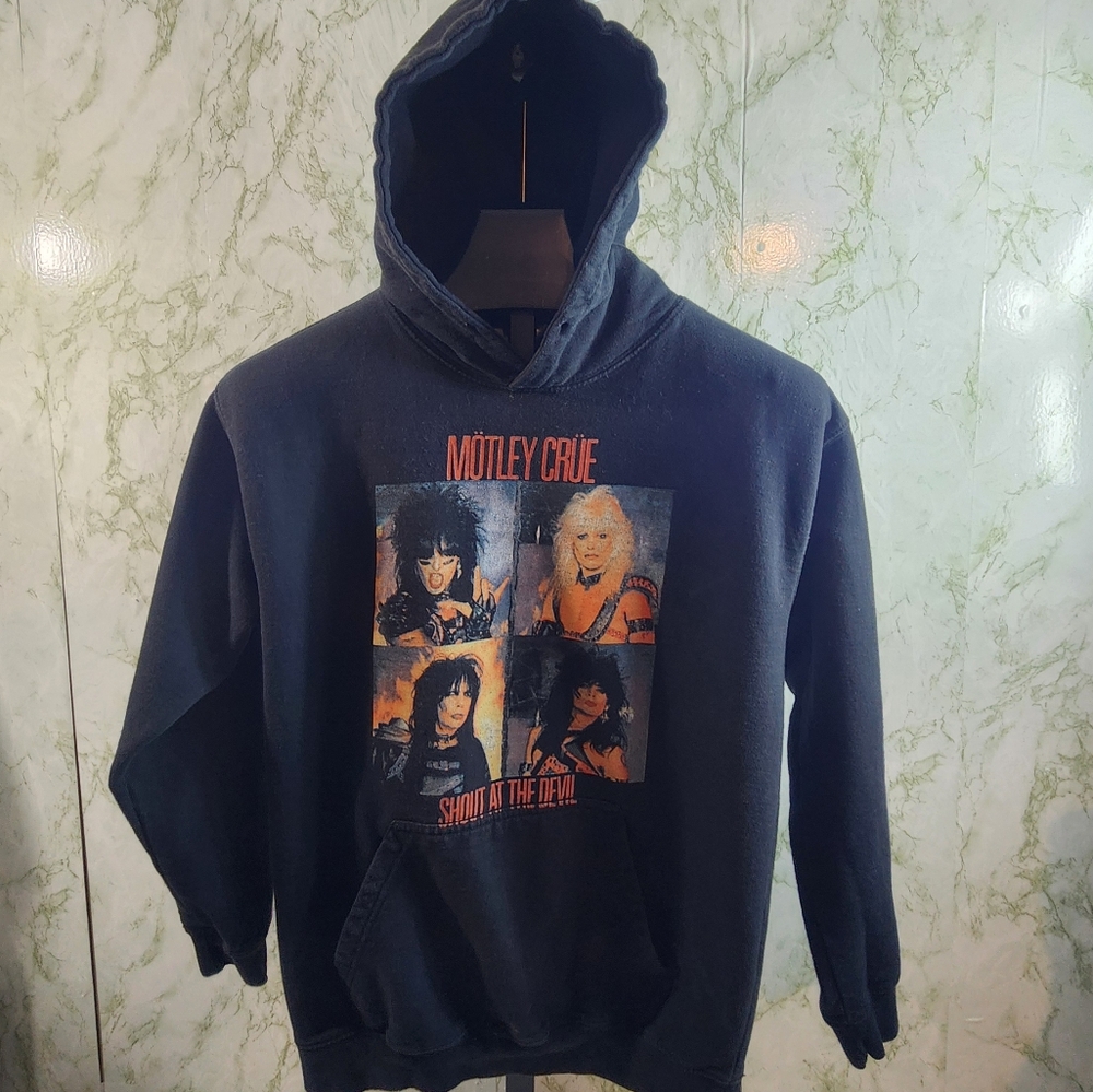 Motley Crue Shout at the Devil Screen Print Black Hoodie